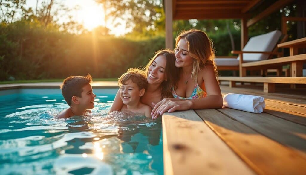 Escalier de piscine hors sol en bois : sécurité et esthétique