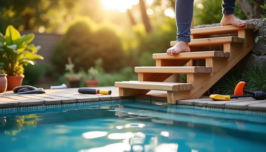 Escalier piscine hors sol fait maison : guide pratique et sécurisé
